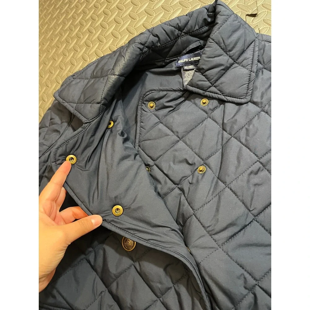 Ralph Lauren Girl's Blue Quilted Jacket‎ Winter Size XL peacoat double breasted